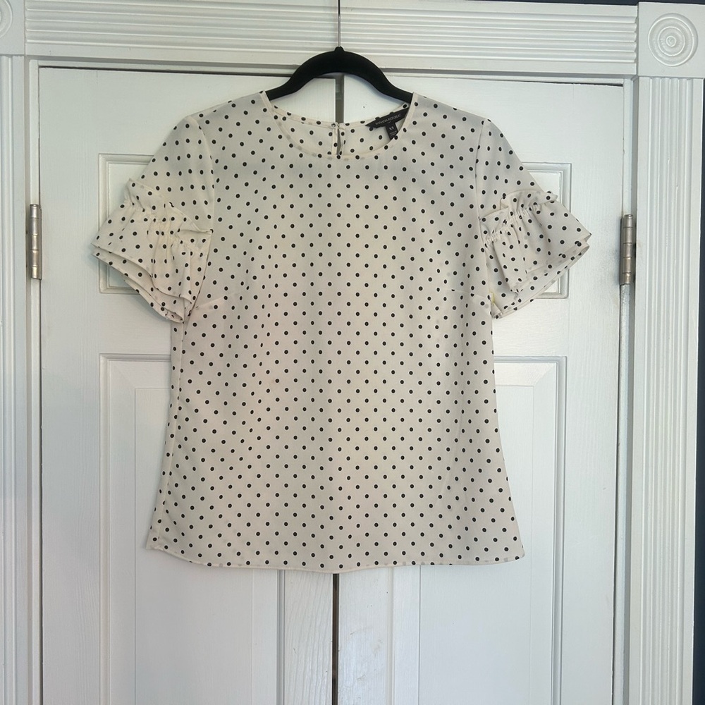 Banana Republic Polka Dot Ruffle Sleeve Top